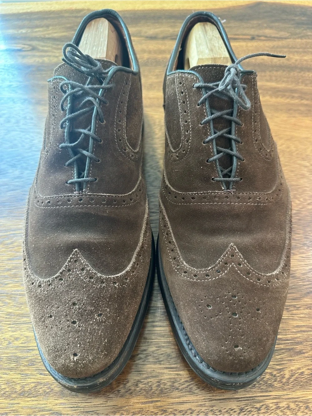 Allen Edmonds McClain Full Brogue Oxford Wingtip Brown Suede #6198 Men’s Sz 12C